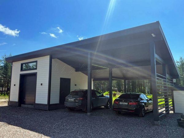 Навес с гаражом 6х14